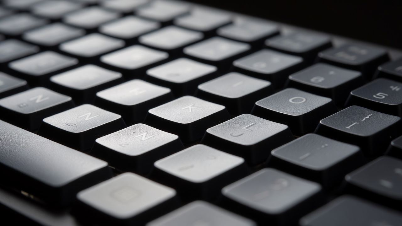 Close-up of unmarked keyboard keys in shallow focus